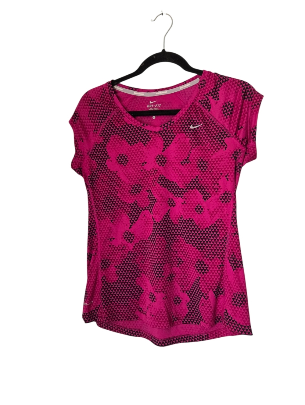 Nike Women's Pink Dri-FIT Floral Print Short Sleeve Tee Sze Medium